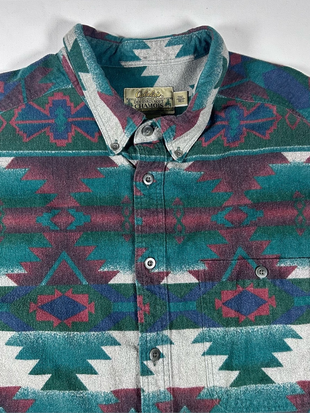 Cabela’s 3XL Tall Aztec Button Up Shirt Southwest Flannel Outdoor Cotton